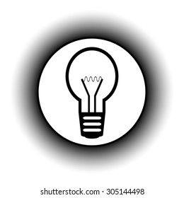 Light bulb button on white background. Vector illustration.