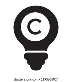 Light bulb with c symbol is copyright icon vector 