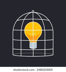 a light bulb in a cage. Isolated Vector illustration