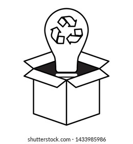 light bulb cardboard box eco friendly environment vector illustration