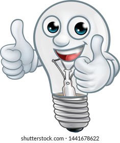 Light Bulb Cartoon Character Lightbulb Mascot Stock Vector (Royalty ...