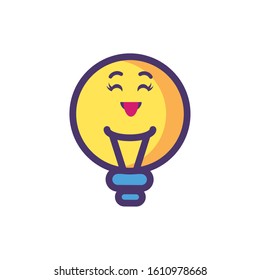 light bulb cartoon design, Kawaii school expression cute character funny and emoticon theme Vector illustration