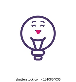 light bulb cartoon design, Kawaii school expression cute character funny and emoticon theme Vector illustration