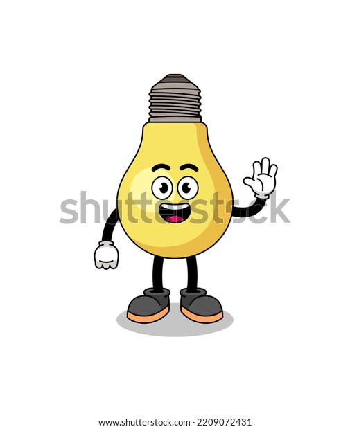 light bulb cartoon doing wave hand gesture ,\
character design