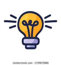 Light bulb cartoon doodle. Electric light, energy concept. Hand drawn vector illustration