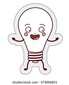 light bulb cartoon face power energy icon. Colorful and Flat design. Vector illustration
