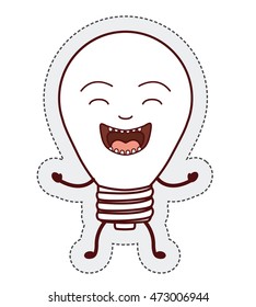 light bulb cartoon face power energy icon. Colorful and Flat design. Vector illustration
