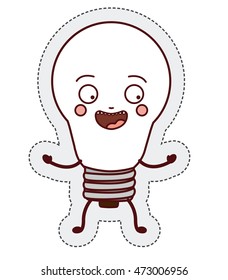 light bulb cartoon face power energy icon. Colorful and Flat design. Vector illustration
