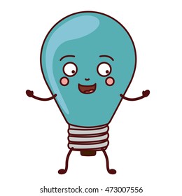 light bulb cartoon face power energy icon. Colorful and Flat design. Vector illustration