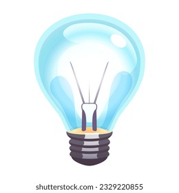 Light bulb in cartoon flat style. Energy and idea symbol. Vector illustration isolated on white background