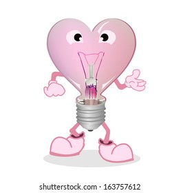 light bulb cartoon heart
