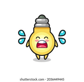 light bulb cartoon illustration with crying gesture , cute style design for t shirt, sticker, logo element