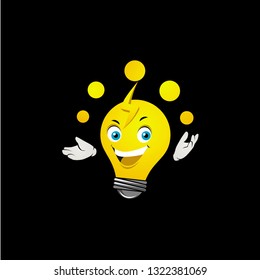 light bulb cartoon mascot logo icon vector