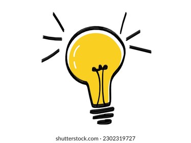 Estilo de dibujos animados de bombillas. Estilo plano. Estilo dibujado a mano. Estilo Doodle. lámpara de icono.