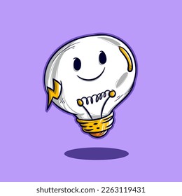 Light Bulb Cartoon For T-Shirt And Sticker Designs