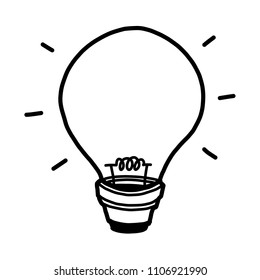 light bulb / cartoon vector and illustration, black and white, hand drawn, sketch style, isolated on white background.