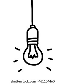 light bulb / cartoon vector and illustration, black and white, hand drawn, sketch style, isolated on white background.