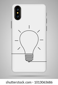 light bulb case for phone vector illustration. phone case for phone vector illustration.  phone case mockup