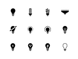Light bulb and CFL lamp icons on white background. Vector illustration.