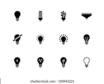 Light bulb and CFL lamp icons on white background. Vector illustration.