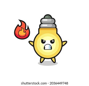 light bulb character cartoon with angry gesture , cute style design for t shirt, sticker, logo element