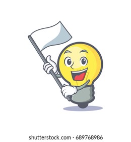 light bulb character cartoon with flag