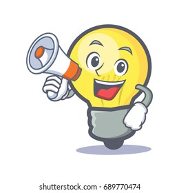 light bulb character cartoon with megaphone