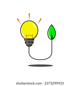 light bulb character design with the concept of natural energy and energy saving