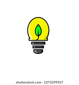 light bulb character design with the concept of natural energy and energy saving