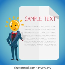 light bulb character design of idea thinking, creative thinking. presenting  - vector illustration
