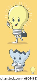 Light Bulb character illustration. Idea vector design