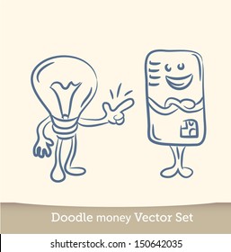 Light Bulb Character and A Mobile Phone