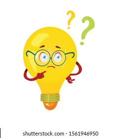 light bulb character pensive vector illustration