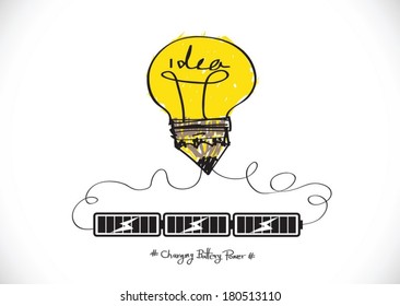 Light bulb Charging Battery Power Idea design