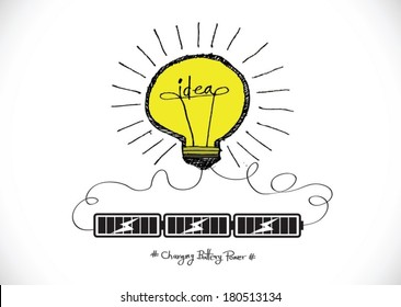 Light bulb Charging Battery Power Idea design