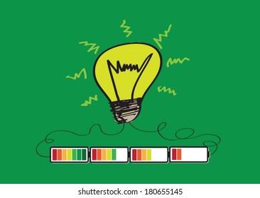 Light bulb Charging Battery Power Idea design