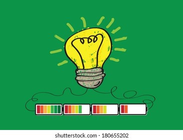 Light bulb Charging Battery Power Idea design