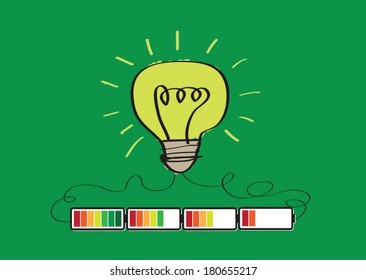 Light bulb Charging Battery Power Idea design