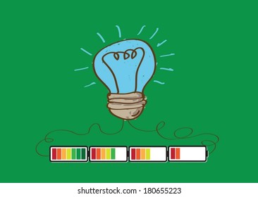 Light bulb Charging Battery Power Idea design