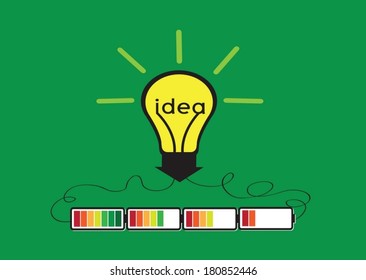 Light bulb Charging Battery Power Idea design