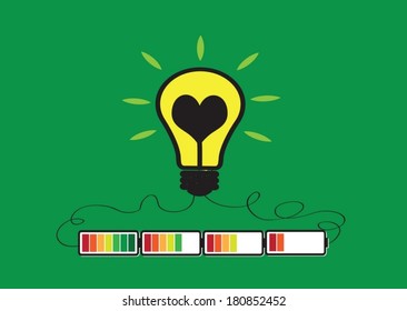 Light bulb Charging Battery Power Idea design