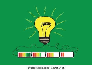 Light bulb Charging Battery Power Idea design
