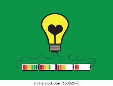 Light bulb Charging Battery Power Idea design