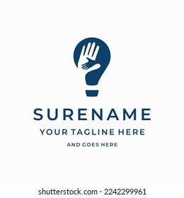 light bulb charity humanity give help fund organization donation logo design vector illustration