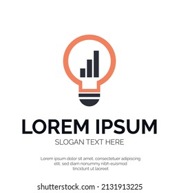 Light Bulb Chart Idea Finance Logo Vector Design