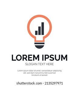 Light Bulb and Chart Idea Finance Logo Design Premium Vector