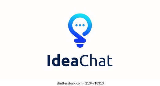 Diseño del logotipo del vector de comunicación de la comunicación de la imagen de la luz Bulb de la lámpara de la lámpara de la lámpara de la burbuja de la burbuja de la charla