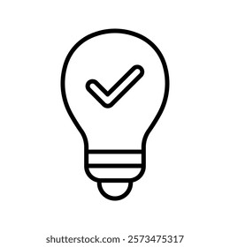 light bulb with check mark color editable 