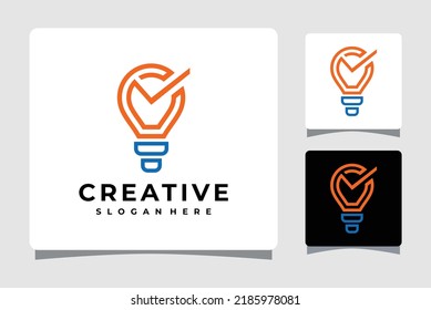 Light Bulb Check Mark Idea Logo Template Design Inspiration