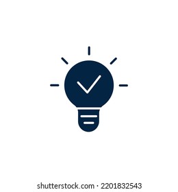 Light bulb and check mark line icon. Simple element illustration. Light bulb and check mark concept outline symbol design.